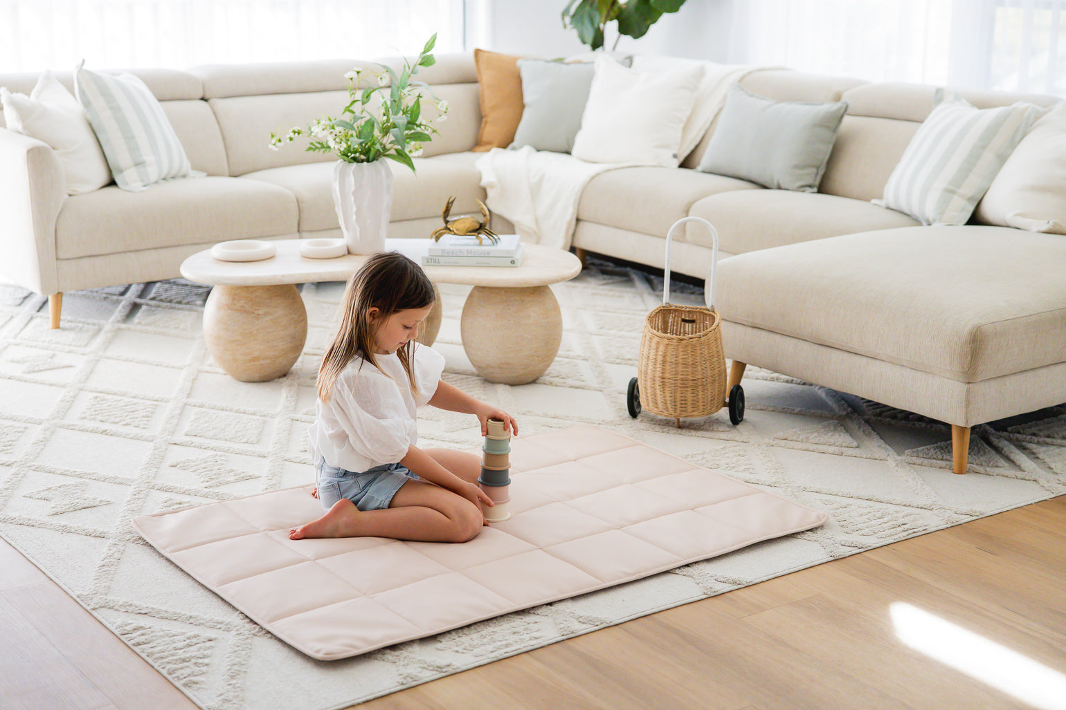 Quilted Play Mat - Blush