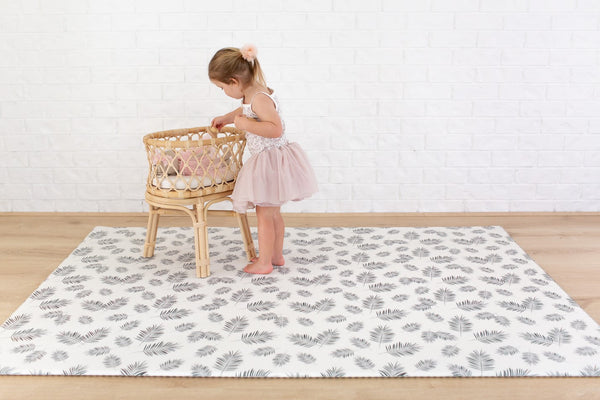 LARGE: Palm Leaf / Grey Stripes Play Mat