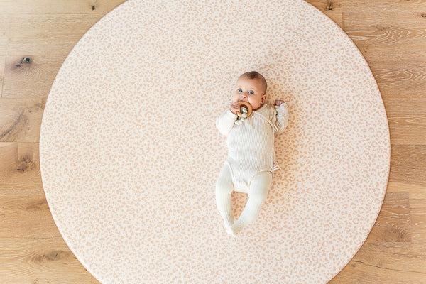 ROUND: Neutral Leopard / Sunset Palm Leaf Play Mat