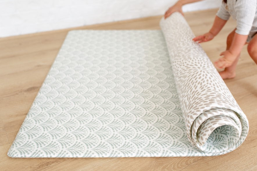 LARGE: Sage Scallops Petal Padded Play Mat Luxe at Play