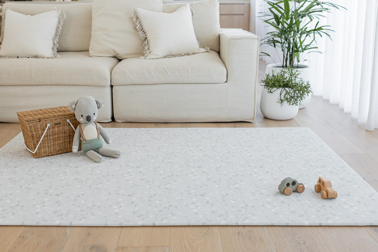 LARGE: Misty Grey Terrazzo / Misty Grey Linen Play Mat