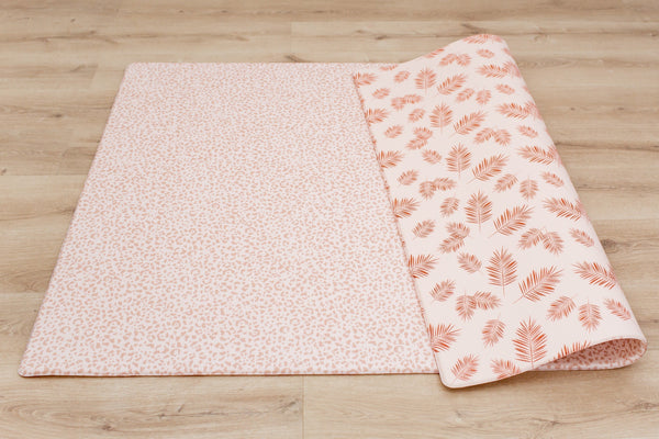 LARGE: Neutral Leopard / Sunset Palm Leaf Play Mat