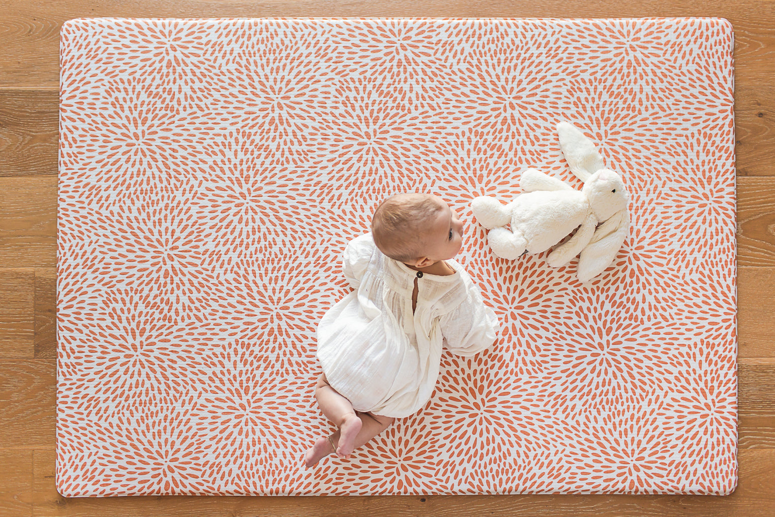 SMALL: Rust Petal / Neutral Palm Leaf Play Mat