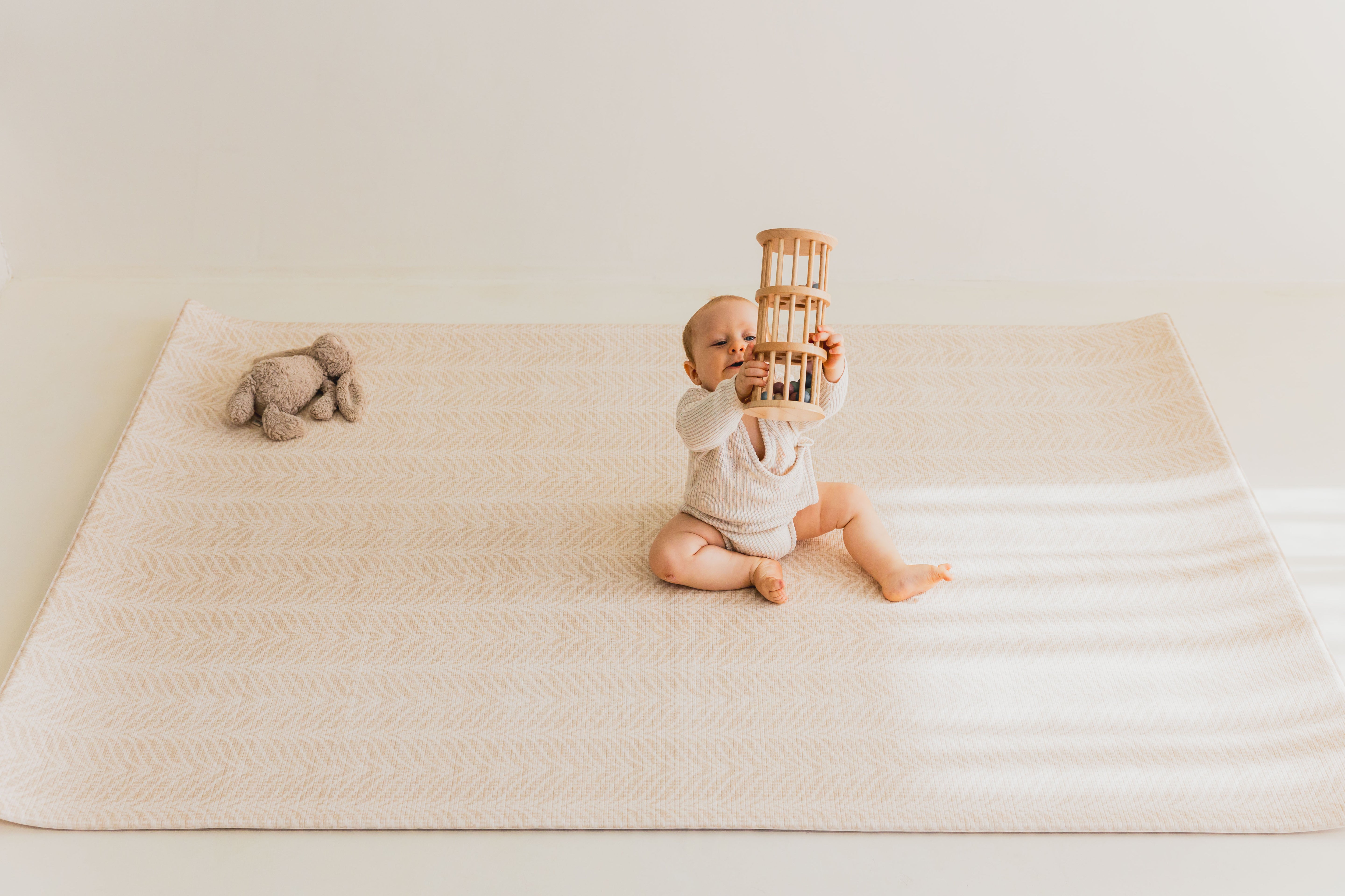 LARGE: Herringbone / Vintage Fade - Taupe