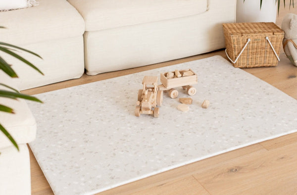 SMALL: Misty Grey Terrazzo / Misty Grey Linen Play Mat