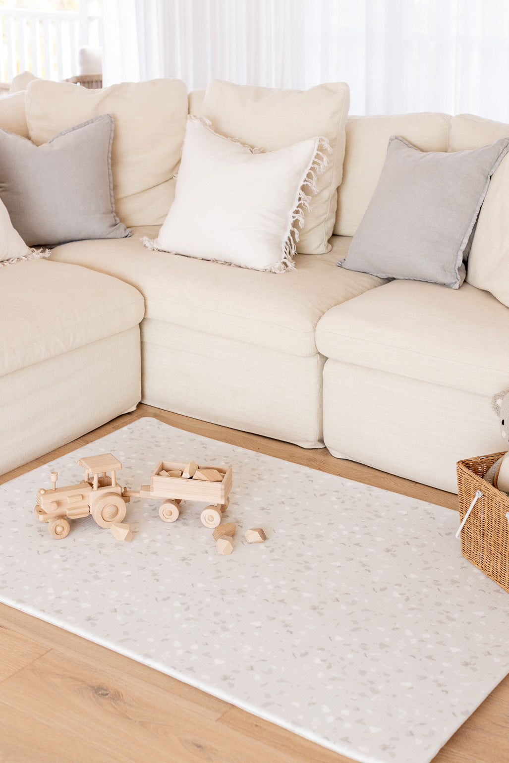 SMALL: Misty Grey Linen / Misty Grey Terrazzo Play Mat