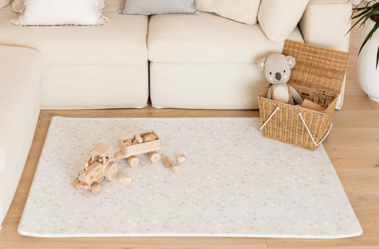 SMALL: Misty Grey Linen / Misty Grey Terrazzo Play Mat