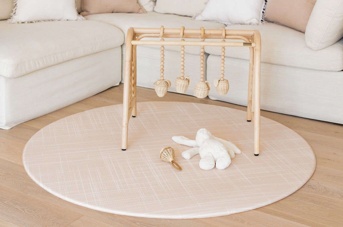 ROUND: Latte Terrazzo / Latte Linen Play Mat