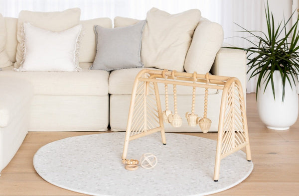 ROUND: Misty Grey Terrazzo / Misty Grey Linen Play Mat
