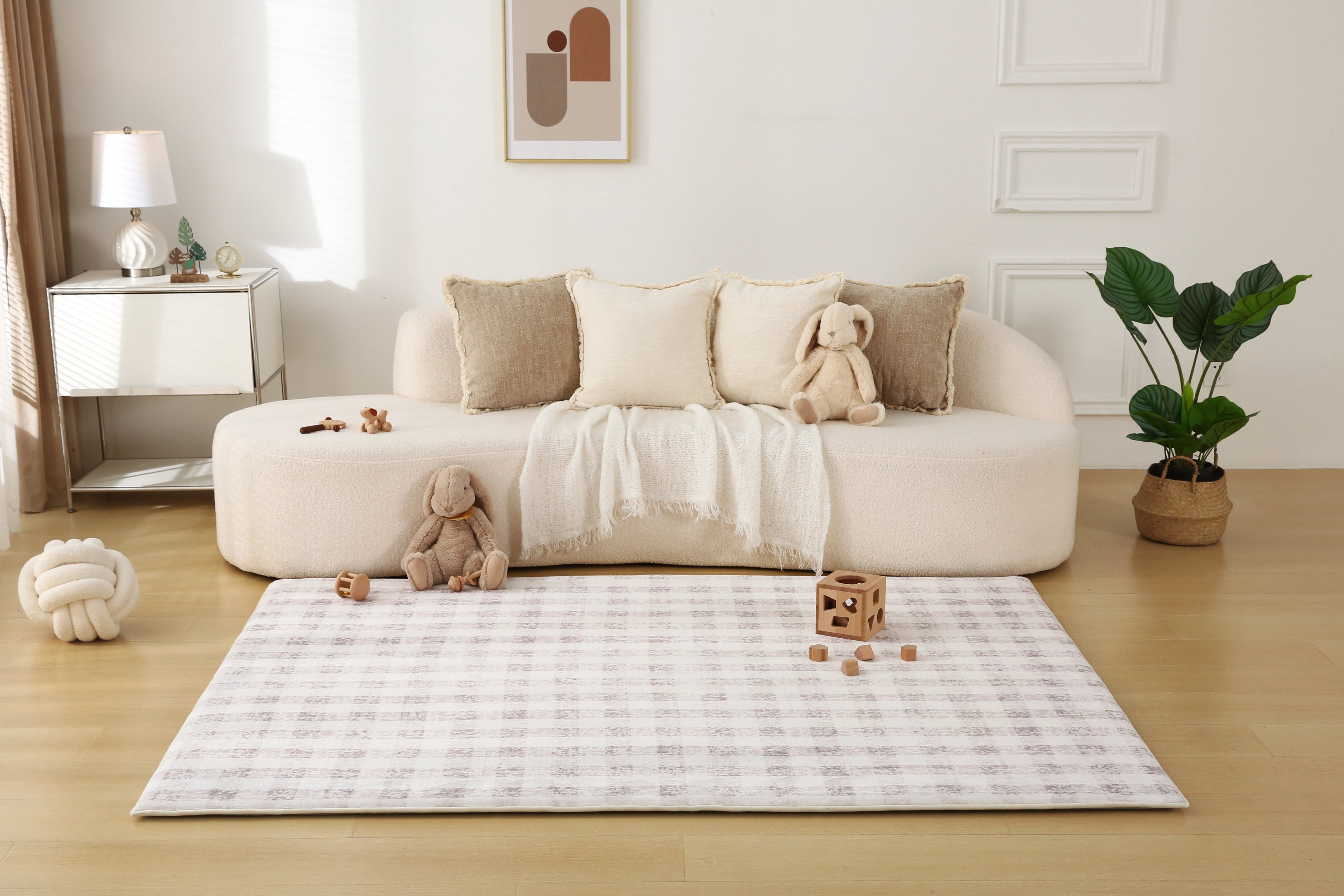 Plush Play Mat - Gingham - Mocha