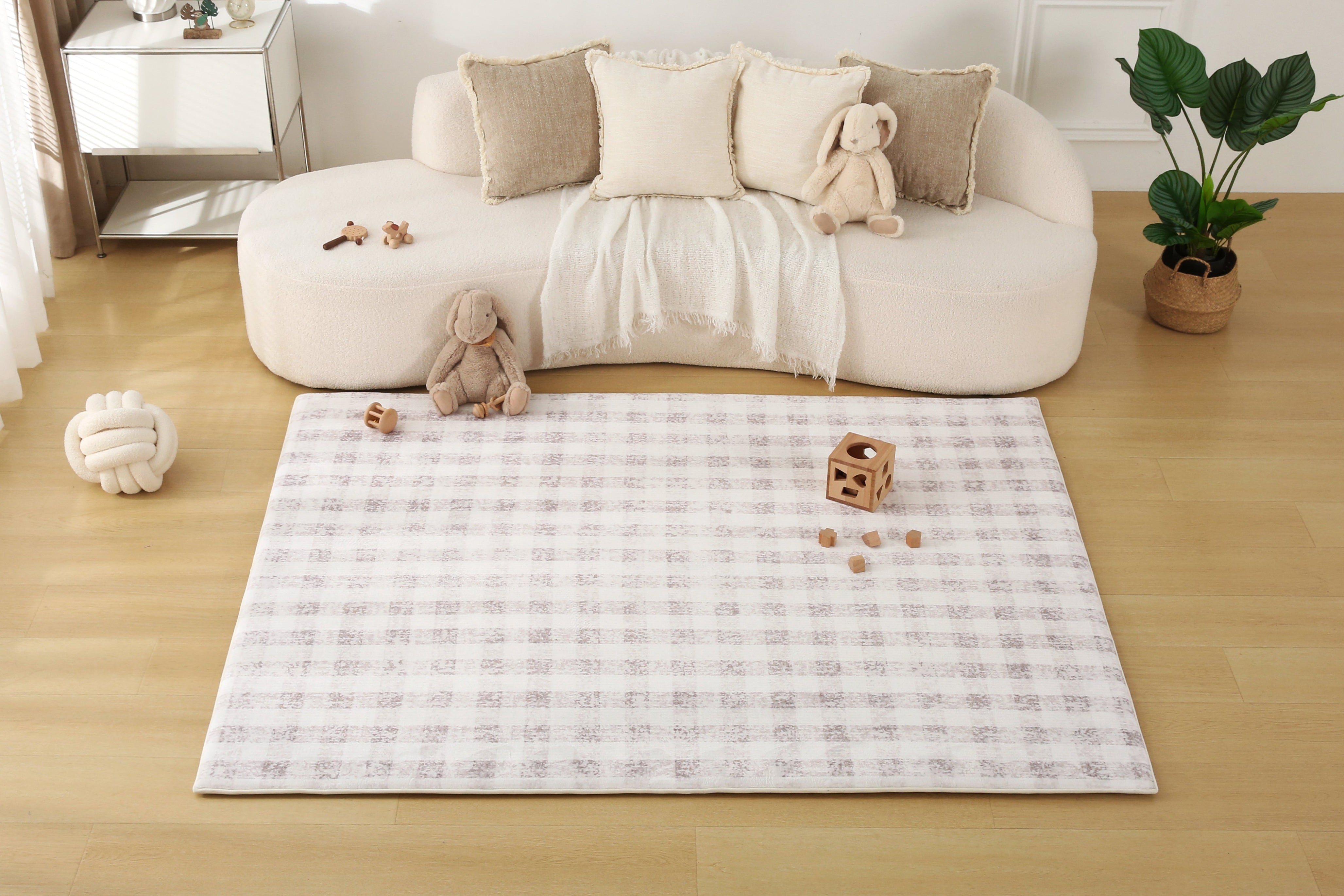 Plush Play Mat - Gingham - Mocha