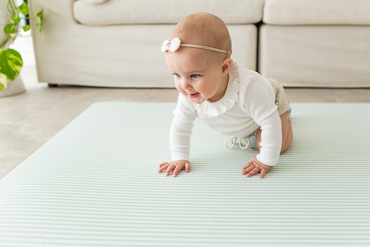 Mint Green Stripes Play Mat