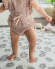 SMALL: Palm Leaf / Grey Stripes Play Mat