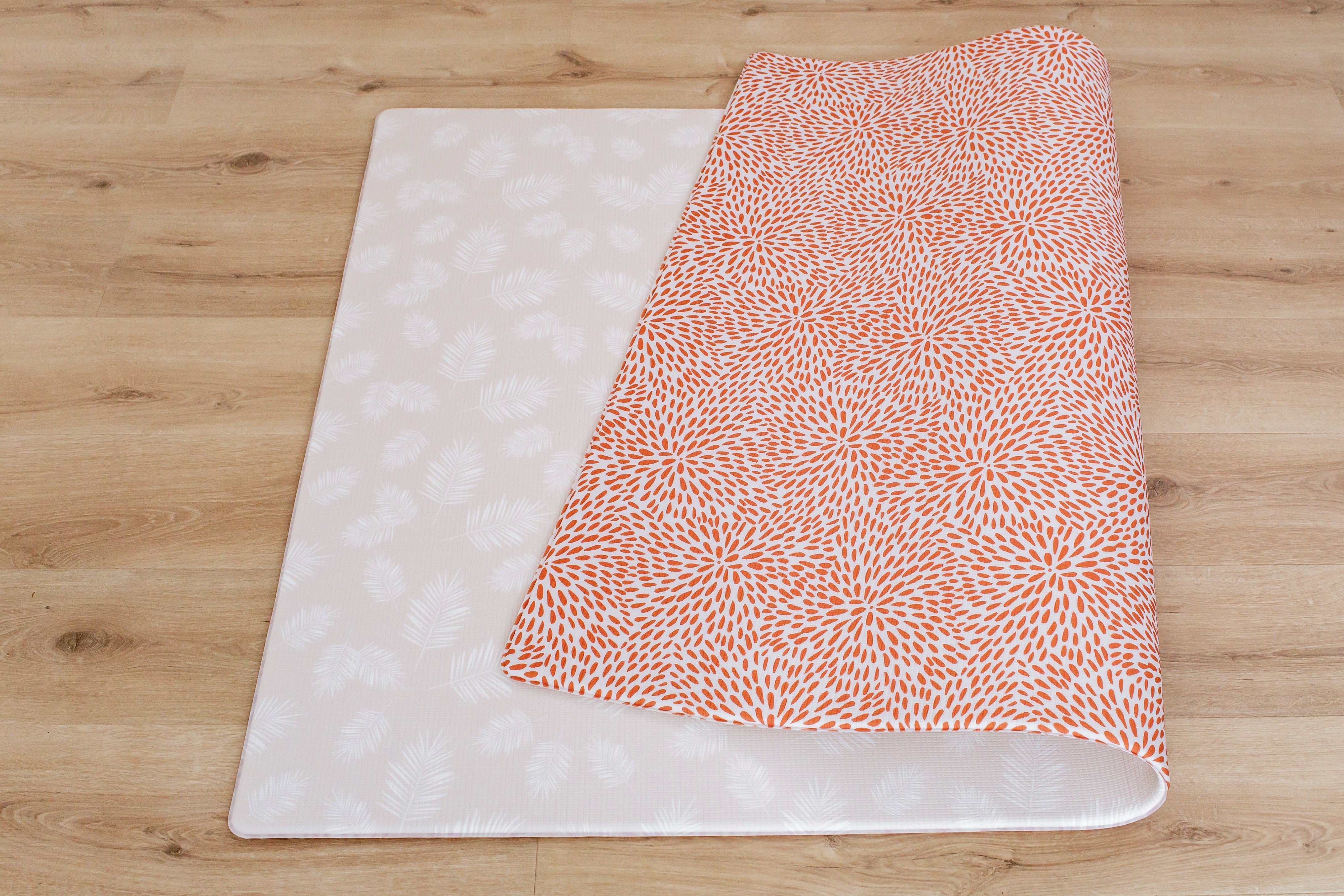 LARGE: Rust Petal / Neutral Palm Leaf Play Mat