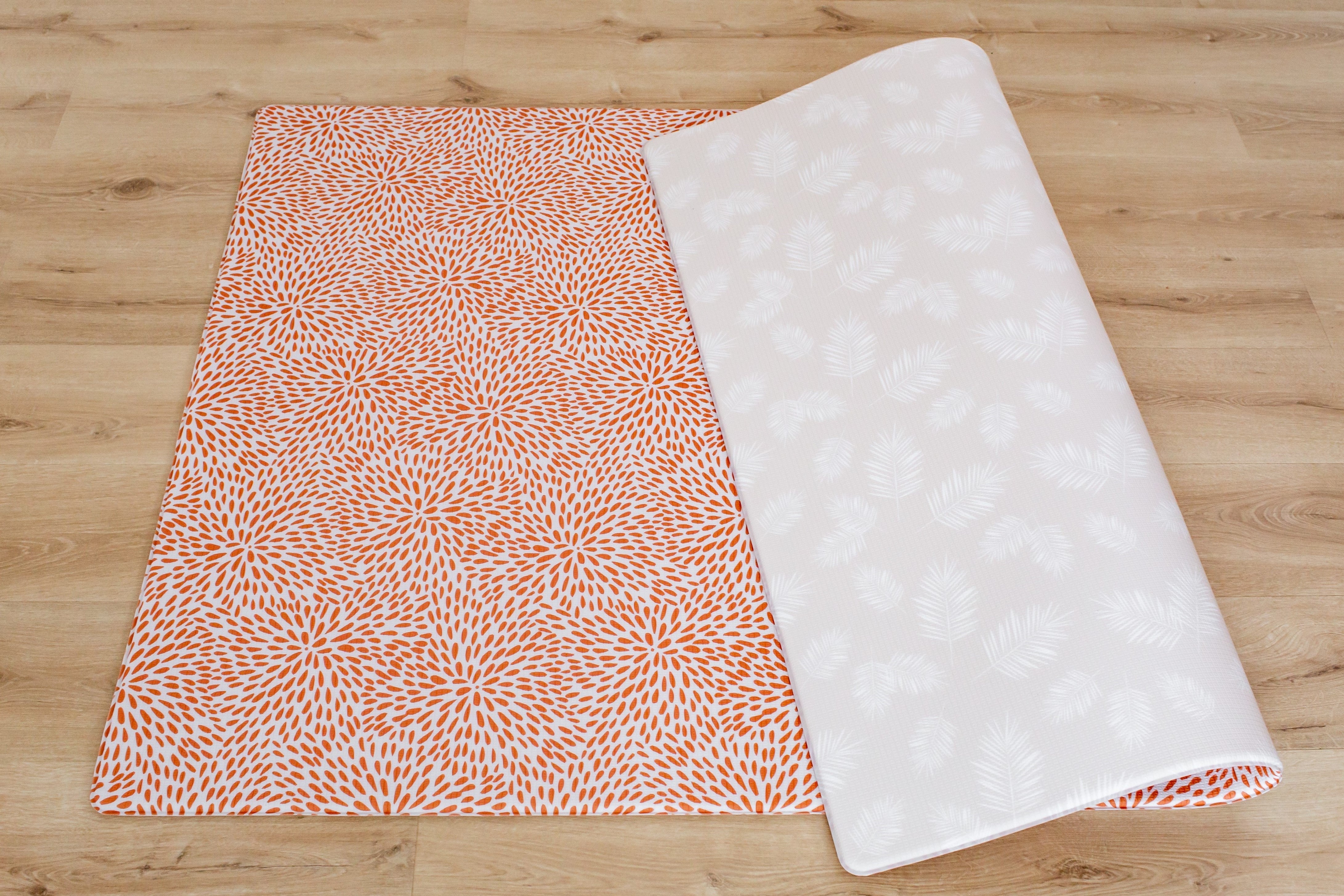 LARGE: Rust Petal / Neutral Palm Leaf Play Mat