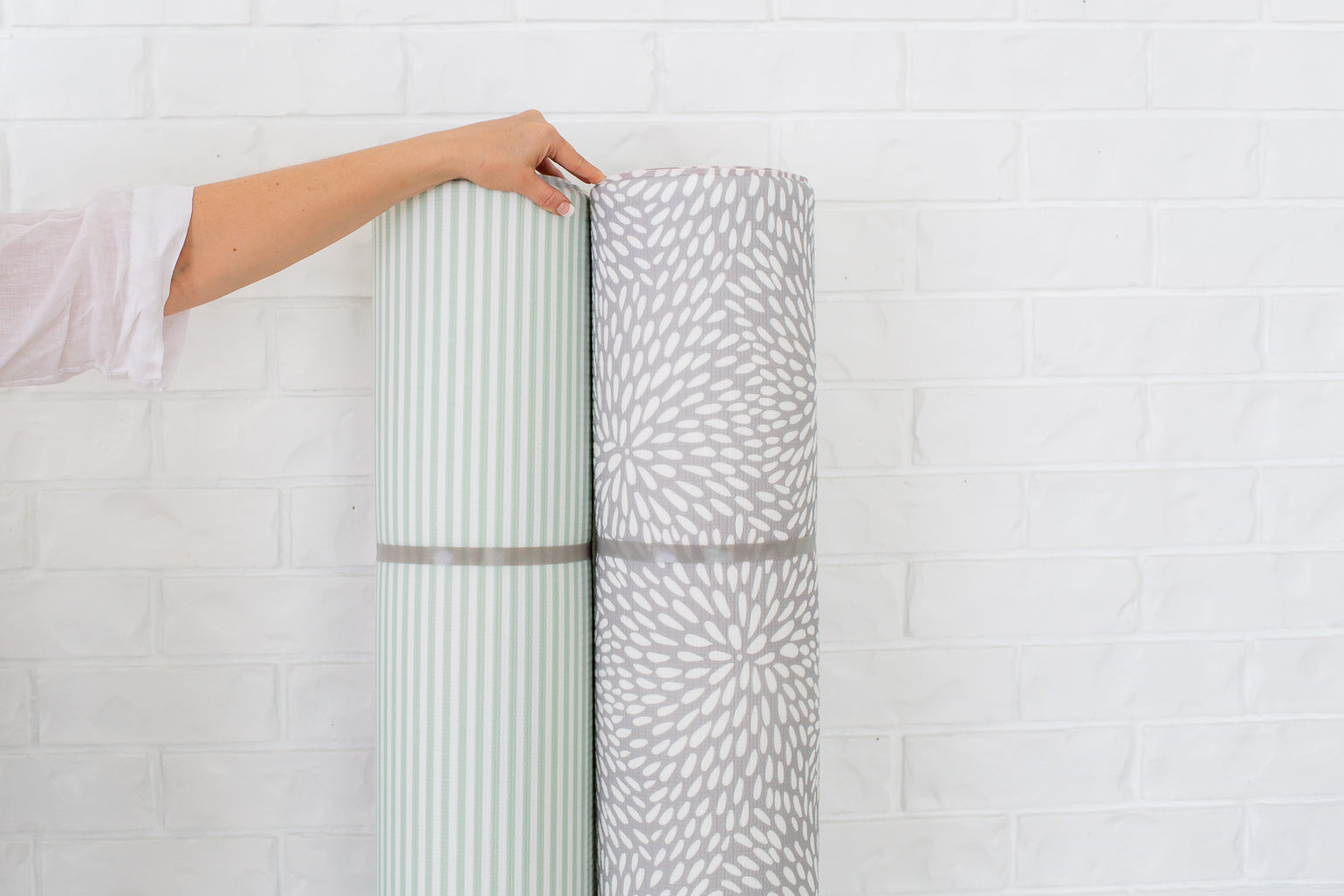 SMALL: Grey Petal / Mint Green Stripes Play Mat