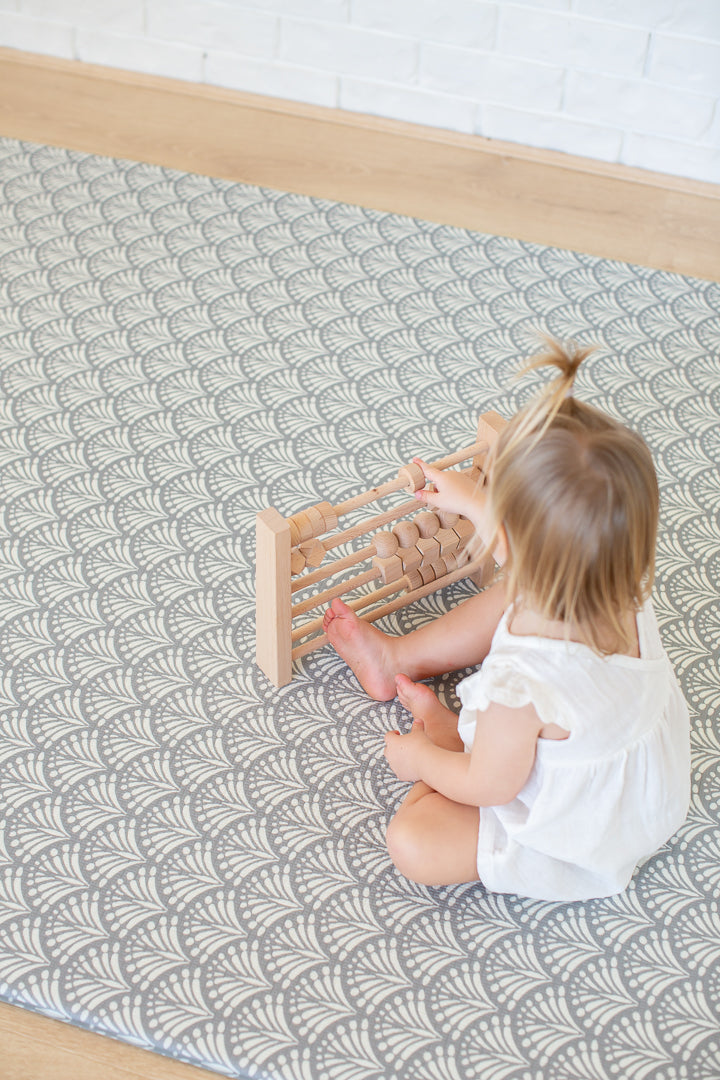 LARGE: Dark Grey Scallops / Clay Stripes Play Mat