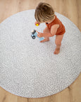 ROUND: Grey Petal / Mint Green Stripes Play Mat