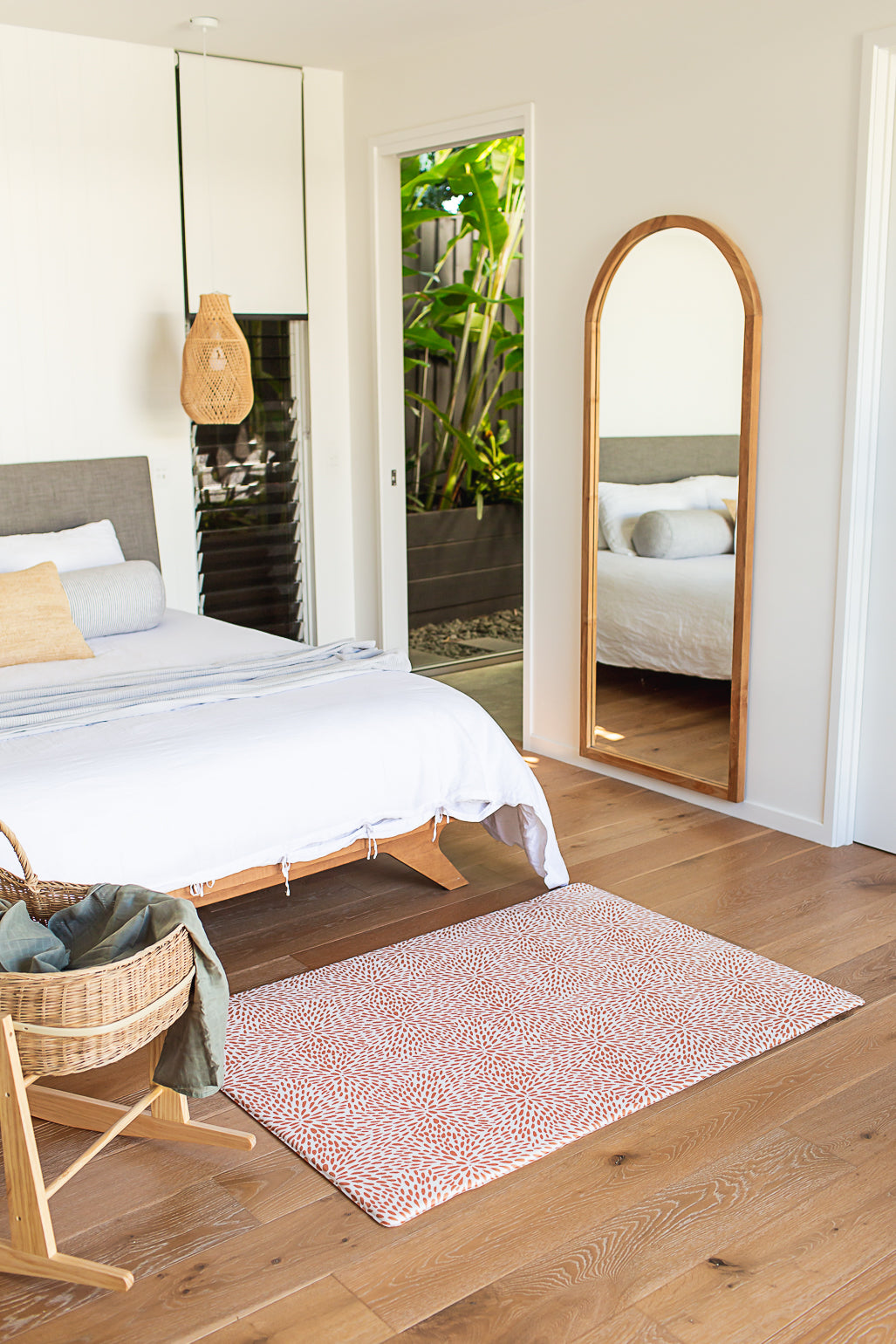 SMALL: Rust Petal / Neutral Palm Leaf Play Mat