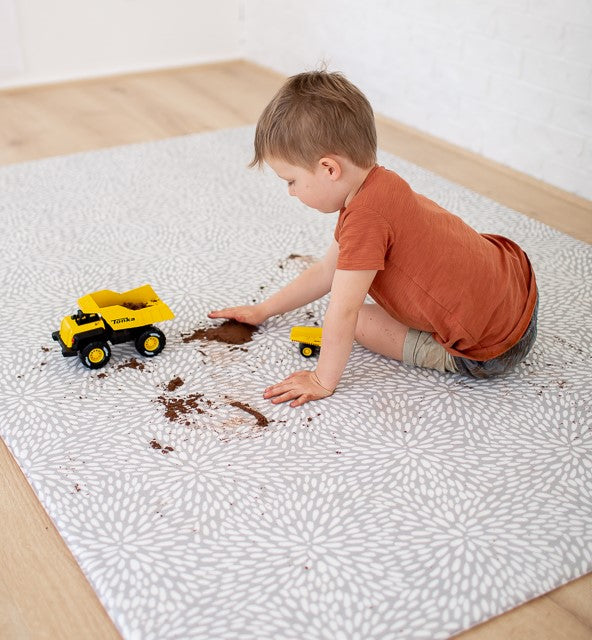 LARGE: Grey Petal / Mint Green Stripes Play Mat