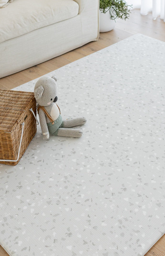 LARGE: Misty Grey Linen / Misty Grey Terrazzo Play Mat