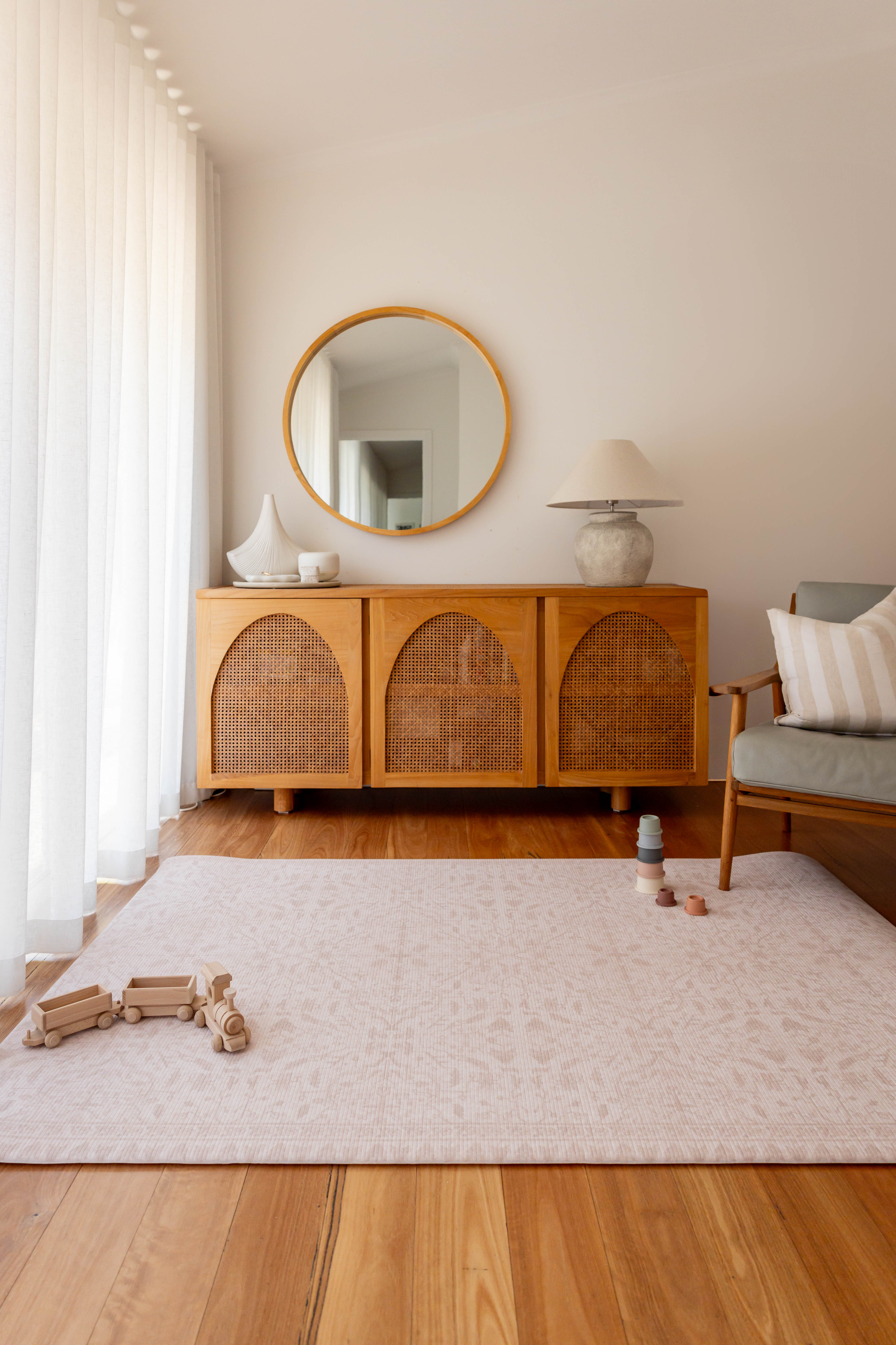 LARGE: Herringbone / Vintage Fade - Warm Neutral