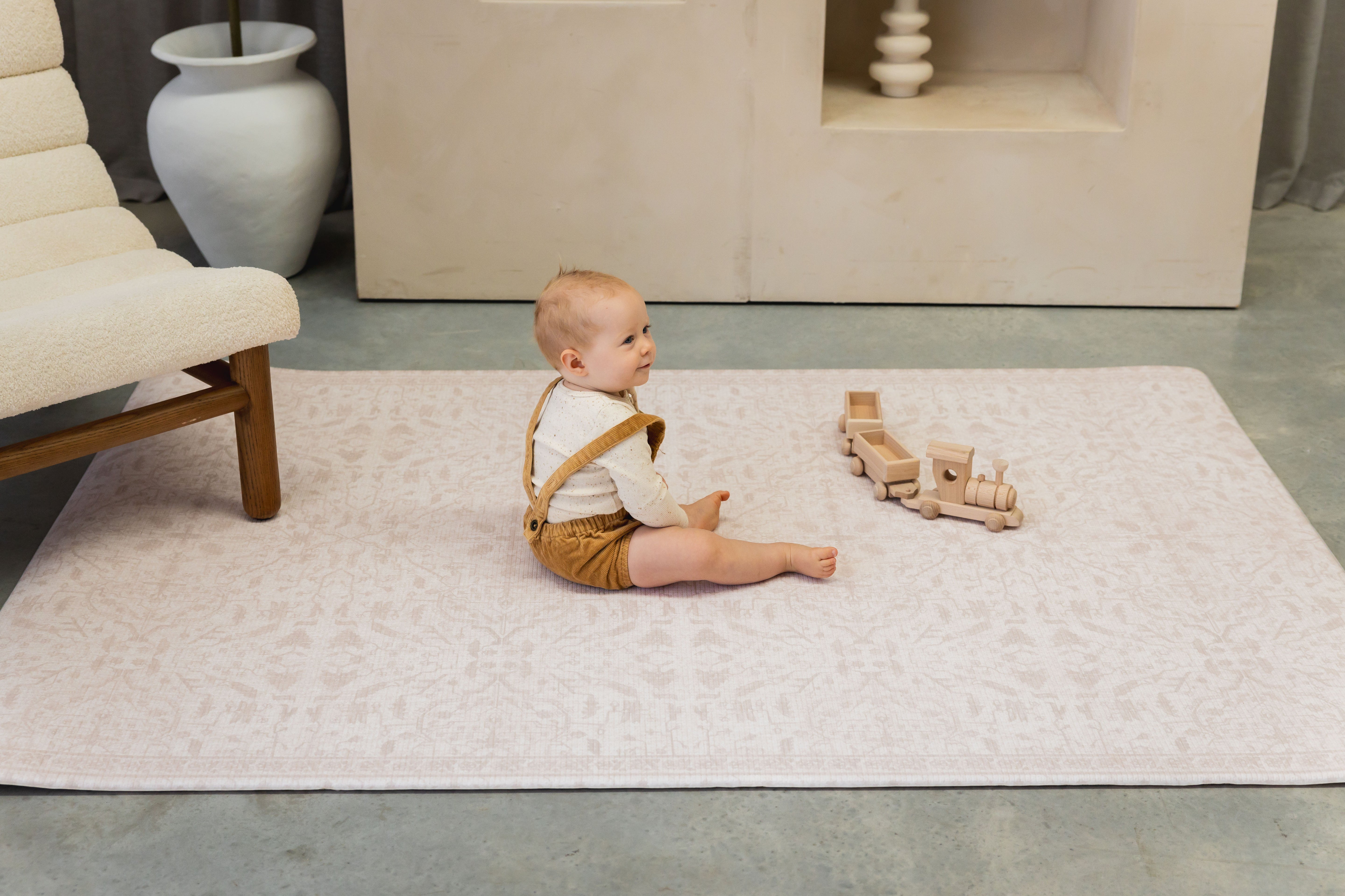 LARGE: Herringbone / Vintage Fade - Warm Neutral