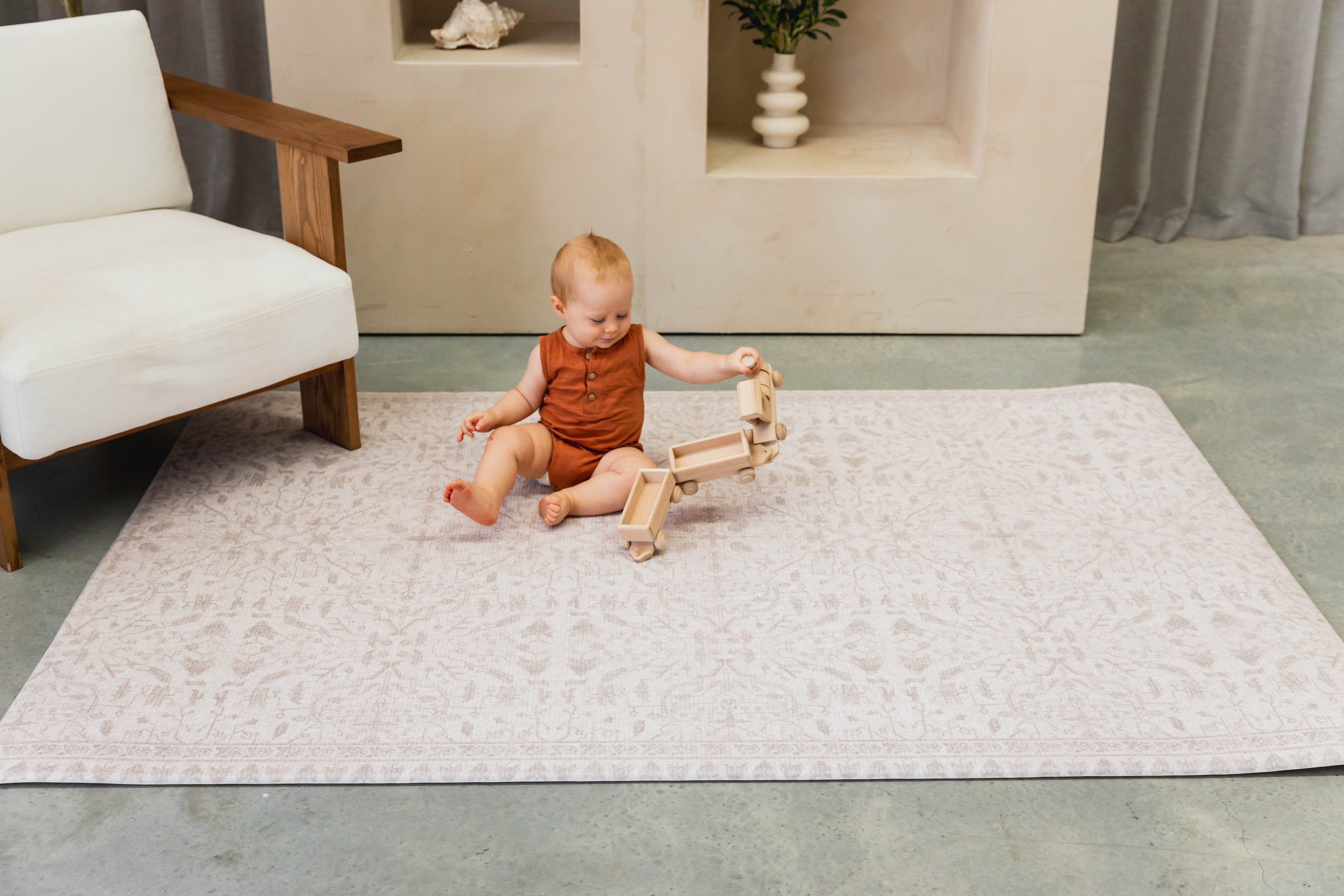 LARGE: Herringbone / Vintage Fade - Taupe