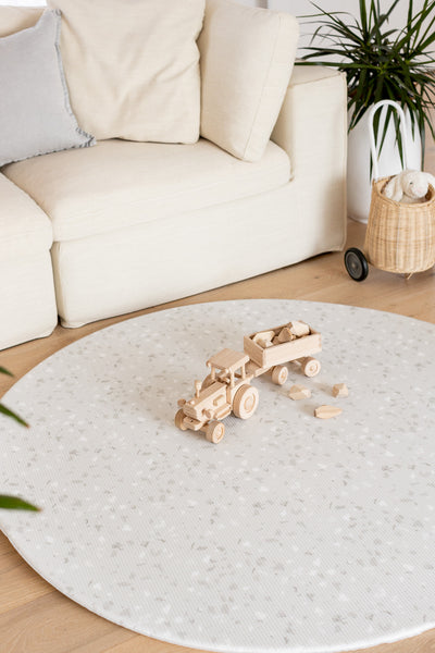 ROUND: Beau Blue Terrazzo / Misty Grey Terrazzo Play Mat