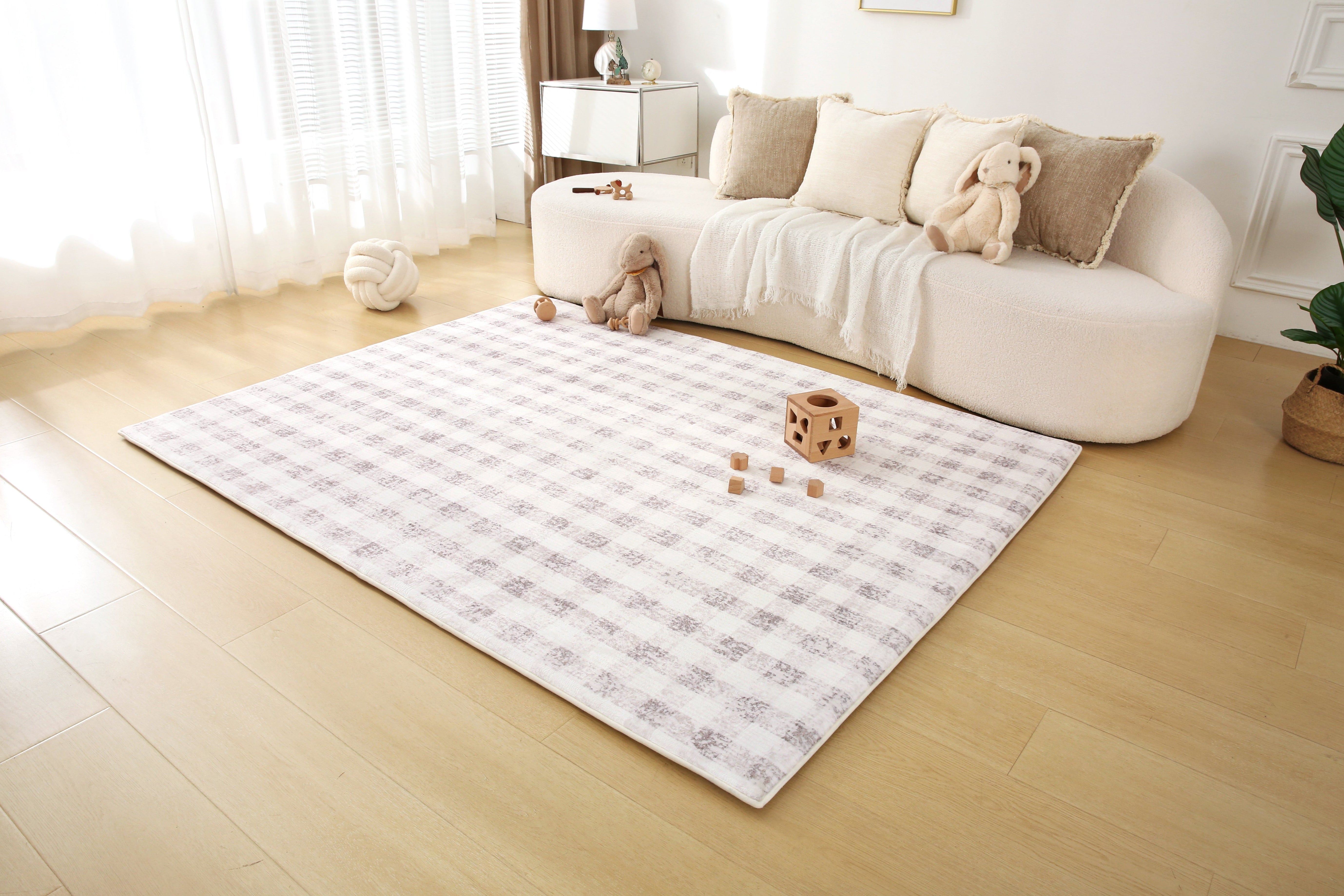 Plush Play Mat - Gingham - Mocha