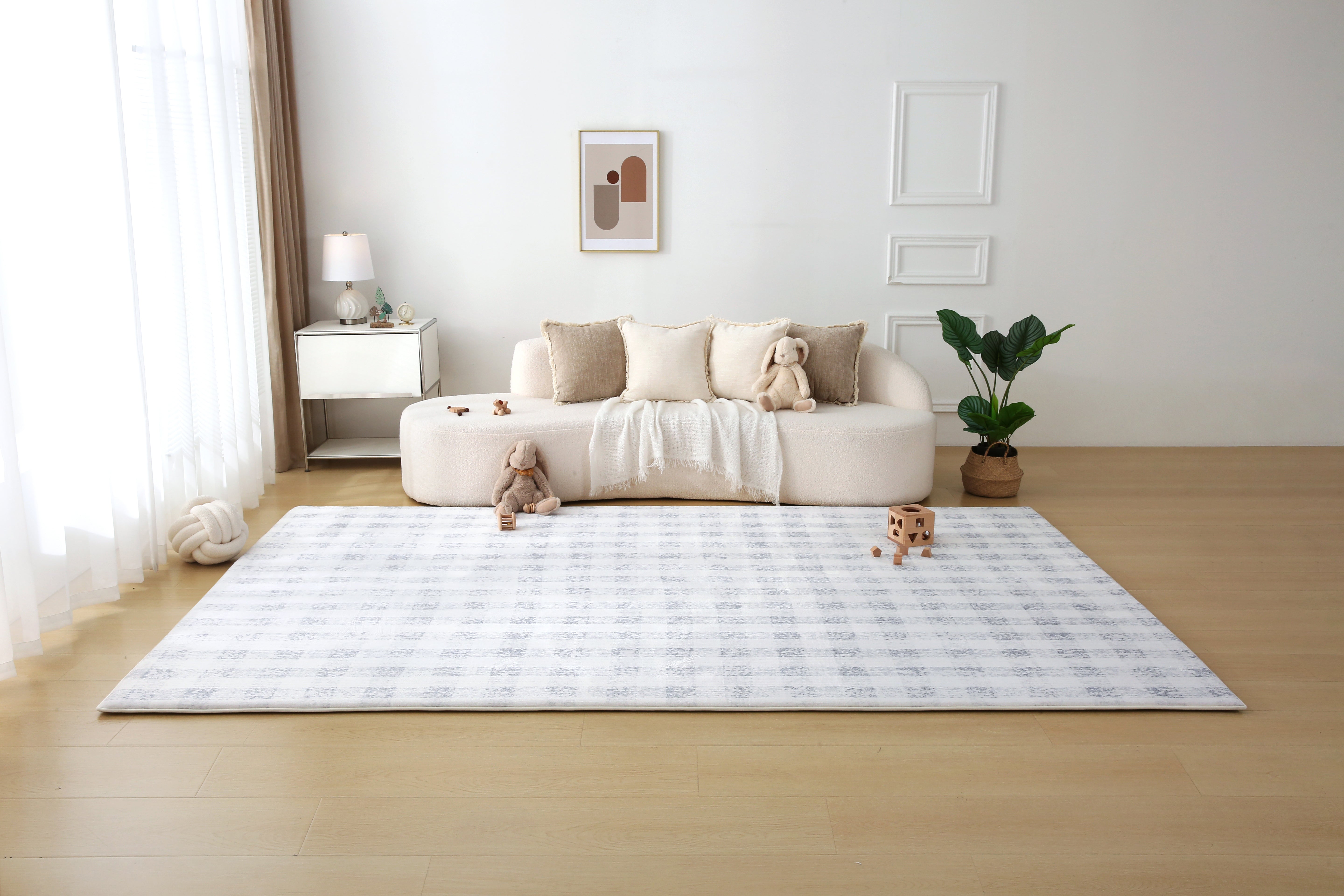 Plush Play Mat - Gingham - Denim