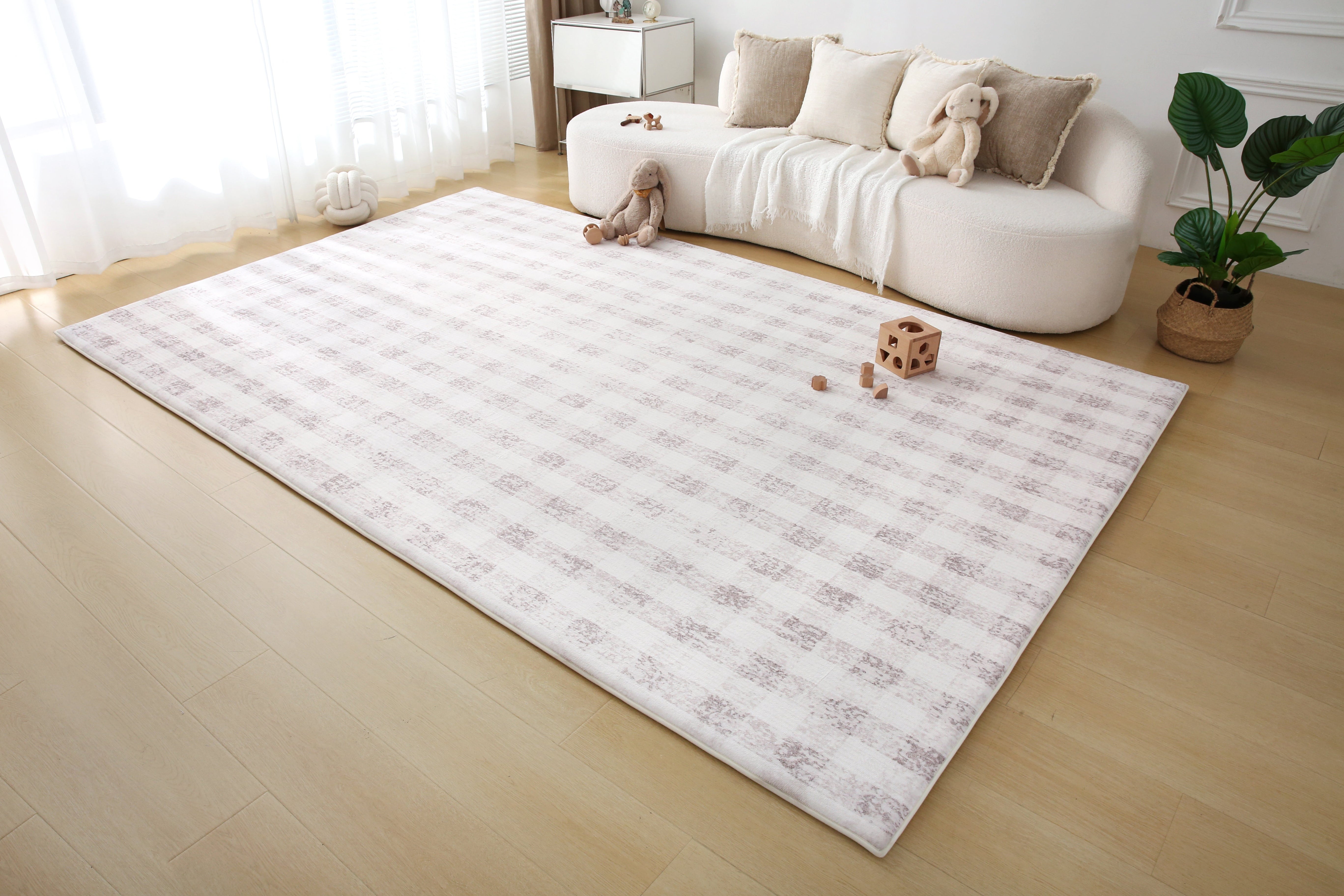 Plush Play Mat - Gingham - Mocha