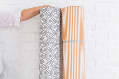 SMALL: Dark Grey Scallops / Clay Stripes Play Mat