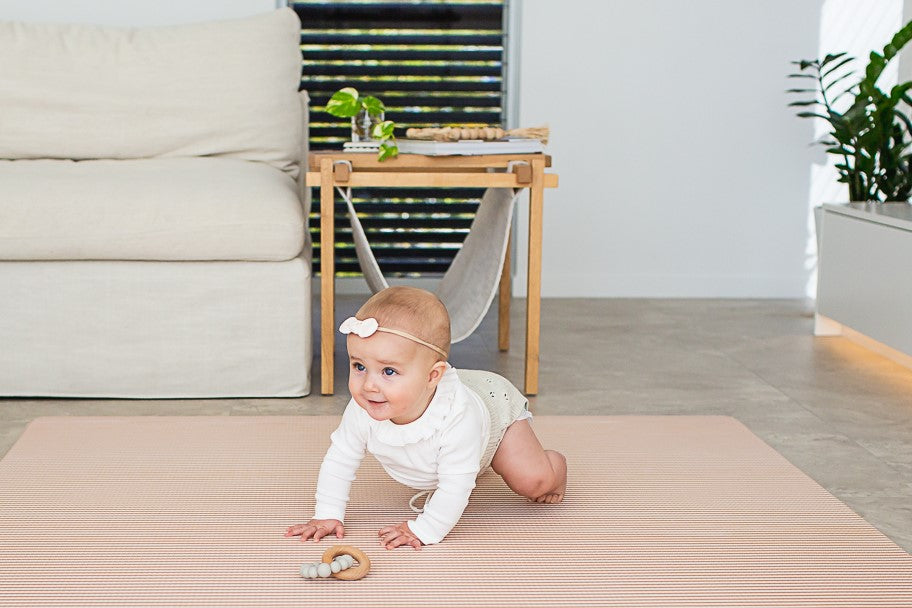 SMALL: Dark Grey Scallops / Clay Stripes Play Mat