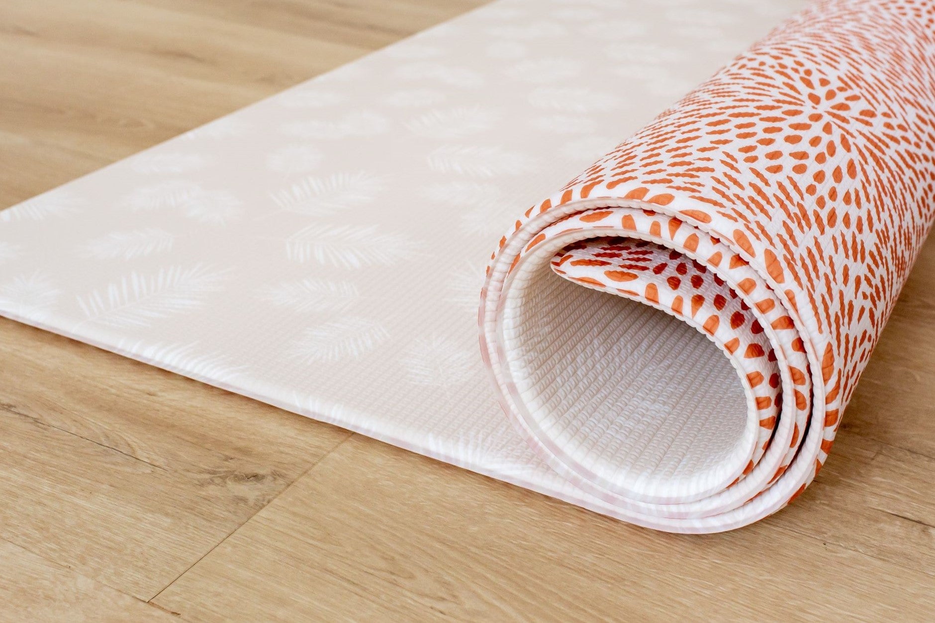 SMALL: Rust Petal / Neutral Palm Leaf Play Mat
