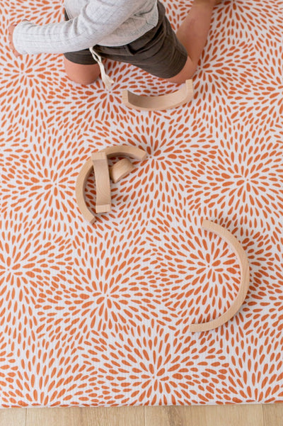 SMALL: Rust Petal / Neutral Palm Leaf Play Mat