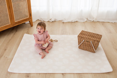 SMALL: Rust Petal / Neutral Palm Leaf Play Mat