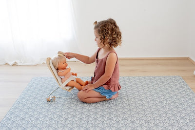 SMALL: Dark Grey Scallops / Clay Stripes Play Mat