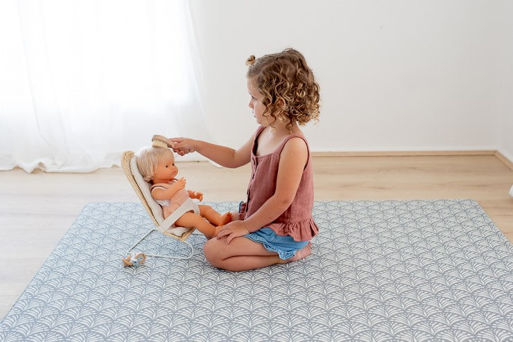 SMALL: Dark Grey Scallops / Clay Stripes Play Mat