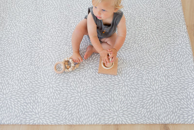 SMALL: Grey Petal / Mint Green Stripes Play Mat