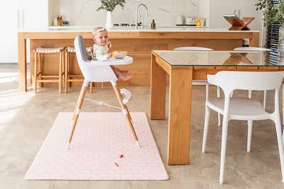 SMALL: Pink Scallops / Neutral Palm Leaf Play Mat