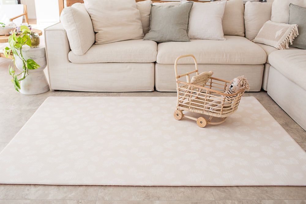 Large Rust Petal / Neutral Palm Leaf Luxury Play Mat - Luxe at Play