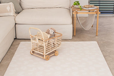 SMALL: Pink Scallops / Neutral Palm Leaf Play Mat