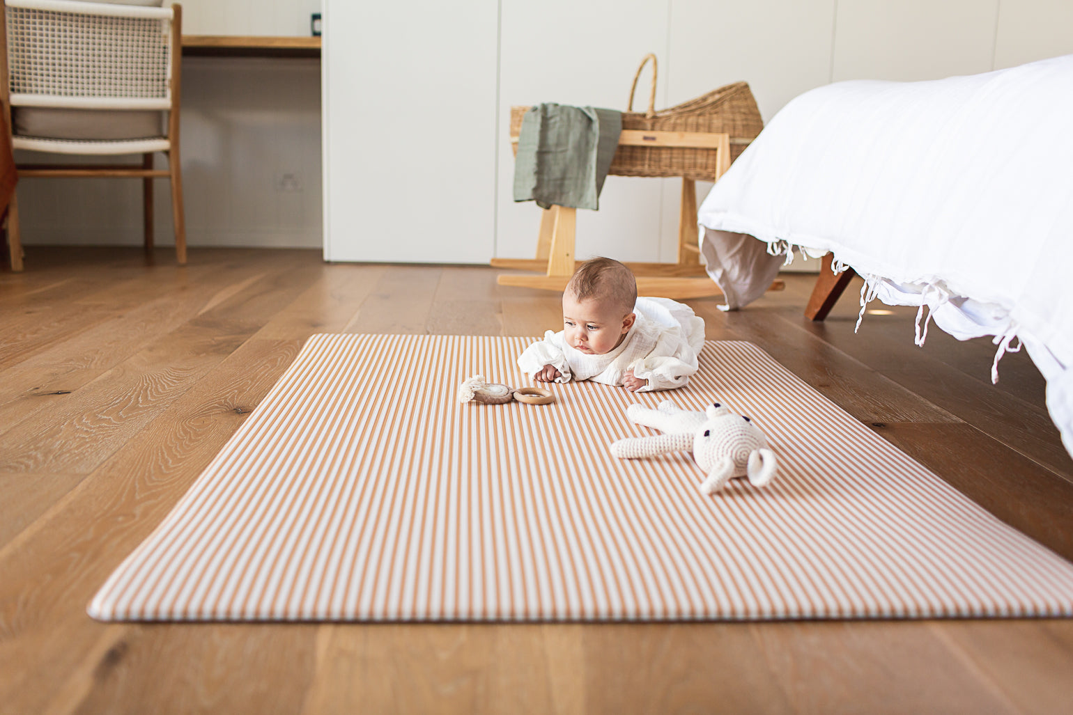 SMALL: Dark Grey Scallops / Clay Stripes Play Mat